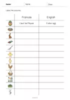 Aperçu - Fiches - Easter / Pâques: Vocabulary Worksheet 3 (Fiche d'exercices d'anglais) - Page 2