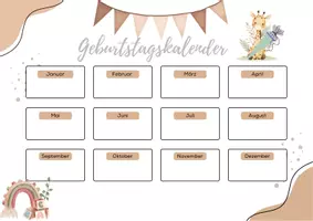 Vorschau - Arbeitsblätter - Geburtstagskalender Giraffenklasse - Seite 1