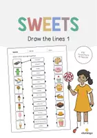 Aperçu - Cartes d'exercices - Sweets / Friandises: Draw the lines 1 (Fiche d'exercices d'anglais) - Page de couverture