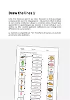 Aperçu - Cartes d'exercices - Sweets / Friandises: Draw the lines 1 (Fiche d'exercices d'anglais) - Page 1