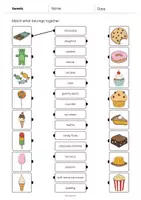 Aperçu - Cartes d'exercices - Sweets / Friandises: Draw the lines 1 (Fiche d'exercices d'anglais) - Page 2