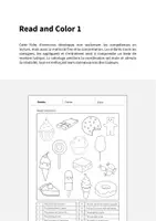 Aperçu - Cartes d'exercices - Sweets / Friandises: Read and Color 1 (Fiche d'exercices d'anglais) - Page 1
