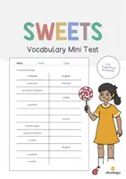 Aperçu - Tests - Sweets / Friandises: Vocabulary Mini Test (Test pour le cours d'anglais) - Page de couverture
