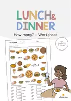 Aperçu - Cartes d'exercices - Lunch & Dinner / Déjeuner et dîner: How many? – Worksheet (Fiche d'exercices d'anglais) - Page de couverture