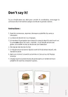 Aperçu - Jeux - Lunch & Dinner / Déjeuner et dîner: Don’t say it! (Jeu pour le cours d'anglais) - Page 1