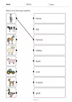 Aperçu - Cartes d'exercices - Farm / Ferme: Draw the lines 2 (Fiche d'exercices d'anglais) - Page 2