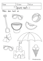 Vorschau - Arbeitsblätter - Am Strand ⛱ Übungen für Vorschule & 1. Klasse mit Strandmotiven ☀️ - Seite 2