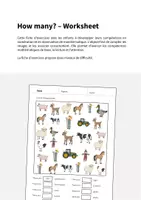 Aperçu - Cartes d'exercices - Farm / Ferme: How many? – Worksheet (Fiche d'exercices d'anglais) - Page 1