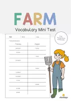 Aperçu - Tests - Farm / Ferme: Vocabulary Mini Test (Test pour le cours d'anglais) - Page de couverture