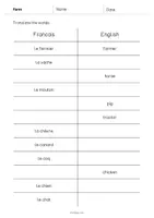 Aperçu - Tests - Farm / Ferme: Vocabulary Mini Test (Test pour le cours d'anglais) - Page 2