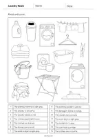 Aperçu - Cartes d'exercices - Laundry Room / Buanderie: Read and Color 1 (Fiche d'exercices d'anglais) - Page 2