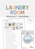 Aperçu - Cartes d'exercices - Laundry Room / Buanderie: What am I? - Worksheet (Fiche d'exercices d'anglais) - Page de couverture