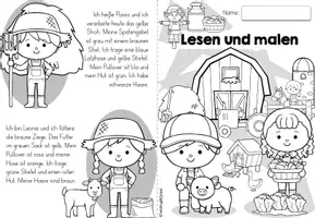 Vorschau - Arbeitsblätter - Bauernhof | Lesen und malen - Seite 1