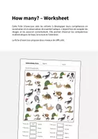 Aperçu - Cartes d'exercices - Animal Body Parts / Parties du corps des animaux: How many? – Worksheet (Fiche d'exercices d'anglais) - Page 1