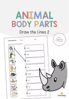 Aperçu - Cartes d'exercices - Animal Body Parts / Parties du corps des animaux: Draw the lines 2 (Fiche d'exercices d'anglais) - Page de couverture