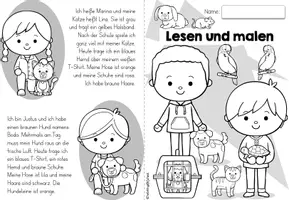 Vorschau - Arbeitsblätter - Haustiere | Lese-Mal-Heft | Lesen und malen - Deckblatt