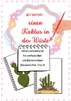 Vorschau - Arbeitsblätter - Wir basteln einen Kaktus in der Wüste – Bastelvorlage für die Sommerferien (Klasse 1–4) - Deckblatt