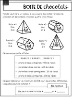 Aperçu - Feuilles d'exercices - Situation d'application - Boite de chocolats 5e - Page 1