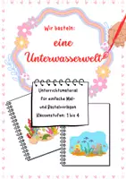 Vorschau - Arbeitsblätter - Wir basteln eine Unterwasserwelt – Bastelvorlage und Schablonen für Klasse 1–4 - Deckblatt
