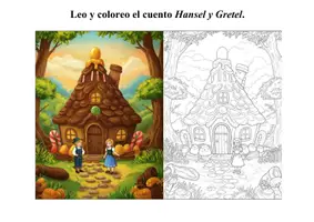 Vista previa - Manualidades / Dibujos para colorear - Leo y coloreo el cuento Hansel y Gretel - Portada