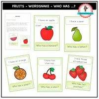 förhandsvisning - Wordsnake - Who has - fruits - försättsblad