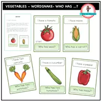förhandsvisning - Wordsnake - Who has - vegetables - försättsblad