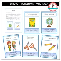 förhandsvisning - Wordsnake - Who has - school - försättsblad