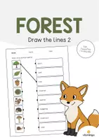 Aperçu - Cartes d'exercices - Forest / Forêt: Draw the lines 2 (Fiche d'exercices d'anglais) - Page de couverture