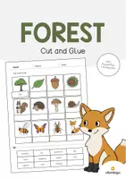 Aperçu - Matériel pour travaux manuels / dessin - Forest / Forêt: Cut and Glue (Fiche d'exercices d'anglais) - Page de couverture
