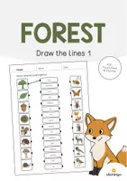 Aperçu - Cartes d'exercices - Forest / Forêt: Draw the lines 1 (Fiche d'exercices d'anglais) - Page de couverture