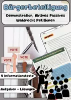 Vorschau - Arbeitsblätter - Bürgerbeteiligung: Demonstration, Aktives Passives Wahlrecht & Petitionen - Deckblatt