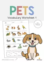 Aperçu - Fiches - Pets / Animaux de compagnie: Vocabulary Worksheet 1 (Fiche d'exercices d'anglais) - Page de couverture