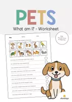 Aperçu - Cartes d'exercices - Pets / Animaux de compagnie: What am I? - Worksheet (Fiche d'exercices d'anglais) - Page de couverture