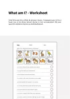 Aperçu - Cartes d'exercices - Pets / Animaux de compagnie: What am I? - Worksheet (Fiche d'exercices d'anglais) - Page 1