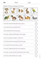 Aperçu - Cartes d'exercices - Pets / Animaux de compagnie: What am I? - Worksheet (Fiche d'exercices d'anglais) - Page 2