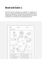 Aperçu - Cartes d'exercices - Pets / Animaux de compagnie: Read and Color 1 (Fiche d'exercices d'anglais) - Page 1