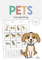 Aperçu - Matériel pour travaux manuels / dessin - Pets / Animaux de compagnie: Cut and Glue (Fiche d'exercices d'anglais) - Page de couverture