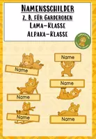 Vorschau - Bildkarten - Namensschilder Garderobenschilder Lama Alpaka - Deckblatt