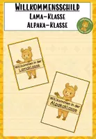 Vorschau - Bildkarten - Willkommensschild Lamaklasse Alpakaklasse - Deckblatt
