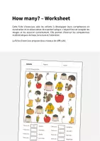Aperçu - Cartes d'exercices - Autumn / Automne: How many? – Worksheet (Fiche d'exercices d'anglais) - Page 1