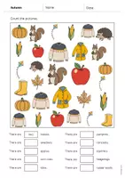 Aperçu - Cartes d'exercices - Autumn / Automne: How many? – Worksheet (Fiche d'exercices d'anglais) - Page 3