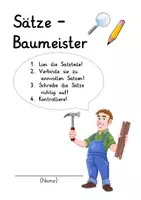 Vorschau - Arbeitsblätter - Sätze-Baumeister, Heft zum Zusammensetzen von einfachen Sätzen - Deckblatt