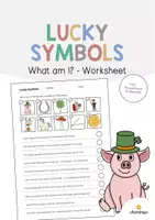 Aperçu - Cartes d'exercices - Lucky Symbols / Symboles porte-bonheur: What am I? - Worksheet (Fiche d'exercices d'anglais) - Page de couverture