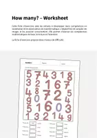 Aperçu - Cartes d'exercices - Numbers / Nombres: How many? – Worksheet (Fiche d'exercices d'anglais) - Page 1