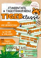 Vorschau - Poster - Tigerklasse | Stundentafel & Tagestransparenz | Sek 1 und Grundschule | Karten Stundenplan - Deckblatt