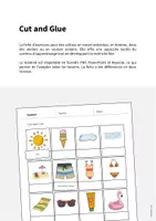 Aperçu - Matériel pour travaux manuels / dessin - Summer / Été: Cut and Glue (Fiche d'exercices d'anglais) - Page 1