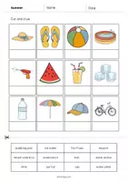Aperçu - Matériel pour travaux manuels / dessin - Summer / Été: Cut and Glue (Fiche d'exercices d'anglais) - Page 3