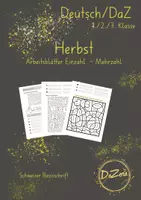 Vorschau - Unterrichtsreihen - Einzahl Mehrzahl DaZ Unterricht Wortschatz Herbst - Deckblatt
