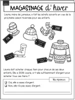 Aperçu - Cartes d'exercices - Situation d'application - Magasinage d'hiver 3e - Page 1