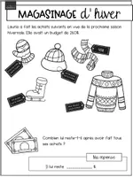 Aperçu - Feuilles d'exercices - Situation d'application - Magasinage d'hiver 5e - Page 1
